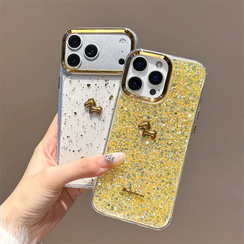 Ốp lưng iPhone ngựa vàng phù hợp cho iPhone 17 Pro Max, iPhone 17 16 15 14 13 12 11