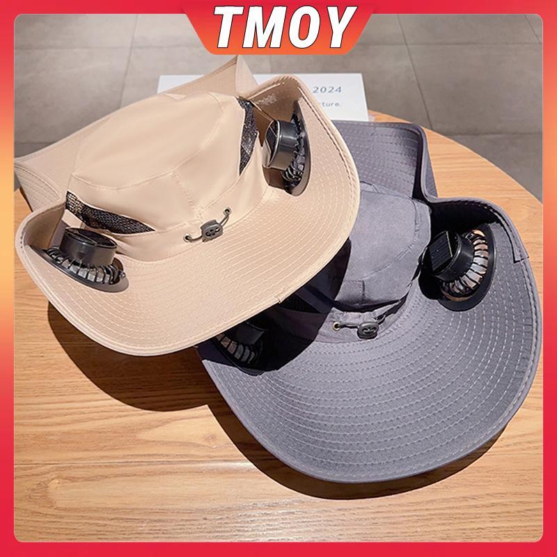 TMOY Mũ Cắm Trại Đa Chức Năng, Sạc Năng Lượng Mặt Trời và Quạt Tích Hợp, Phù Hợp Cho Các Hoạt Động Ngoài Trời