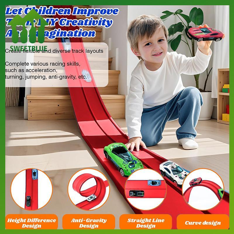 SWEET 13 Ft Và 16 Ft Linh Hoạt Đua Tra Dành Cho Trẻ Em, Đua Xe Ramp Tra Có Cốc Hút Và 4 Xe Đua Nhỏ n