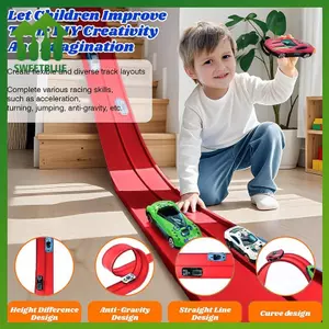 SWEET 13 Ft Và 16 Ft Linh Hoạt Đua Tra Dành Cho Trẻ Em, Đua Xe Ramp Tra Có Cốc Hút Và 4 Xe Đua Nhỏ n