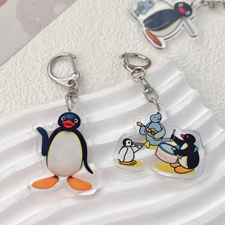 Dễ thương chim cánh cụt Keychain Acrylic phim hoạt hình động vật pingu Mặt dây chuyền vài ba lô Vai