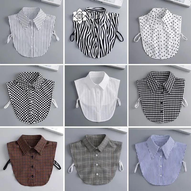 Nữ áo sơ mi với cổ giả bằng len có thể tháo rời - Thời trang mới