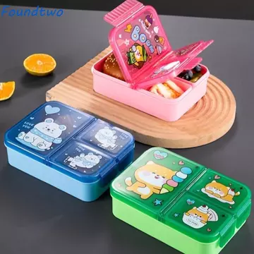 foundtwo Hộp Cơm Trưa Hoạt Hình FOUNDTWO, Hộp Đựng Thực Phẩm Trái Cây Dung Tích Lớn Chống Rò Rỉ, Hộp Đựng Di Động Cấp Thực Phẩm Có Thìa Nĩa Nắp Kín Đựng Thực Phẩm An Toàn Cho Lò Vi Sóng