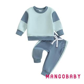 MG-Baby Boy Quần Áo Mùa Thu Màu Sắc Tương Phản Áo Dài Tay Và Quần Nỉ Co Giãn 2 Mảnh Theo Dõi Phù Hợp Với Trang Phục