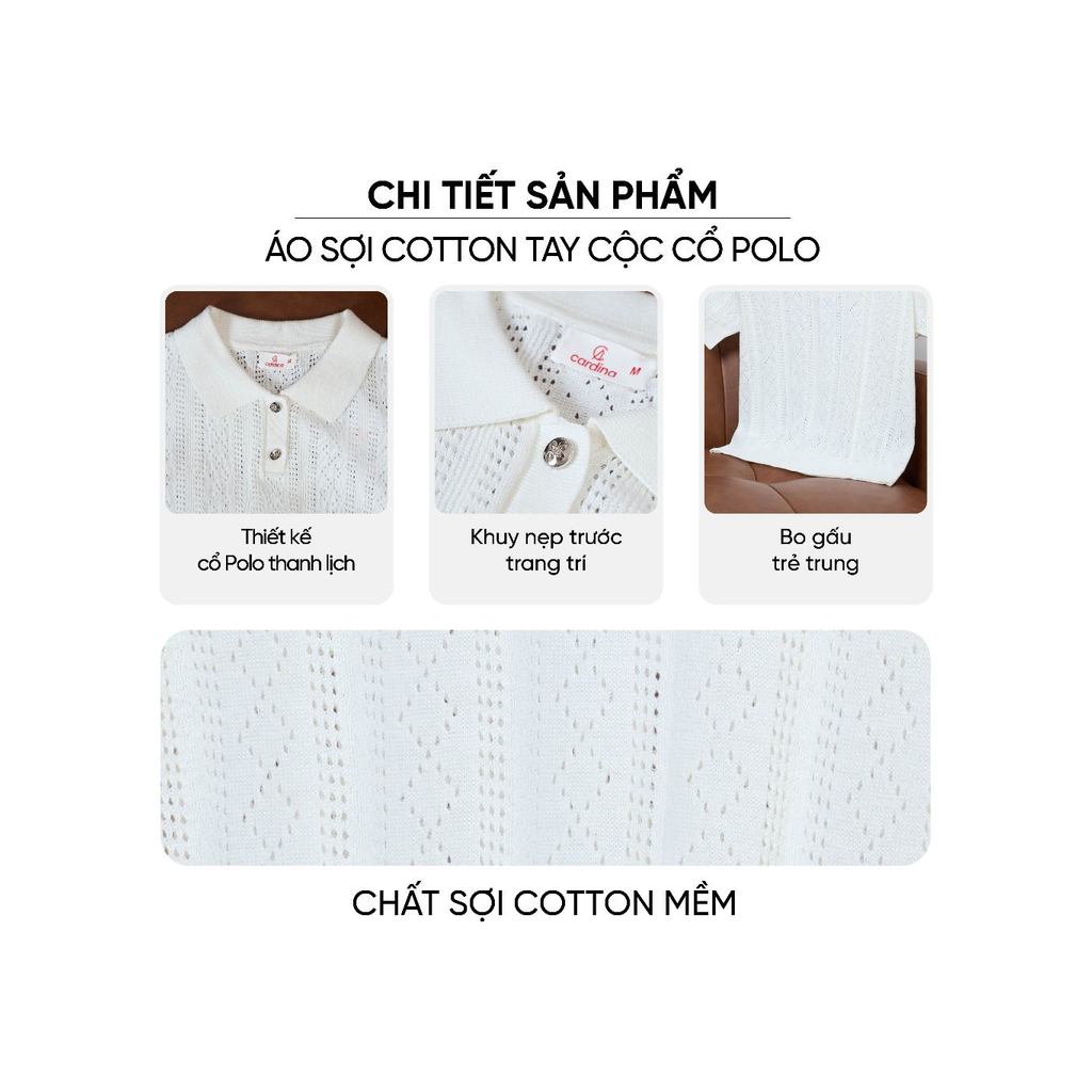 Áo polo nữ CARDINA chất liệu sợi cotton tay cộc khuy nẹp trước 6ALC05