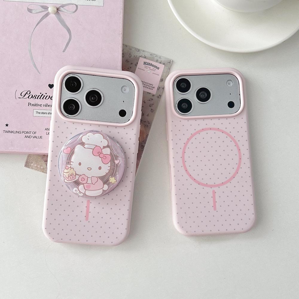 Ốp lưng TPU Tương thích với iPhone 13 14 14Pro 14ProMax 15 15Pro 15ProMax 16 16Pro 16ProMax 17 17Pro 17ProMax Vỏ nam châm họa tiết chấm bi màu hồng