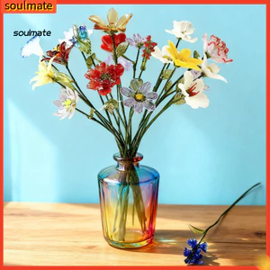 Hoa thủy tinh Handmade Trang trí có thân dây – Hình nhiều màu cho phòng gia đình, bàn văn phòng, bình hoa thủy tinh độc đáo – Quà tặng