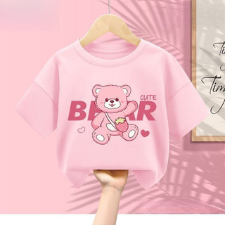 Nơ Bé Gái Cổ Tròn Tay Ngắn Áo Trẻ Em Mùa Hè Nhẹ Thường Ngày Trang Phục