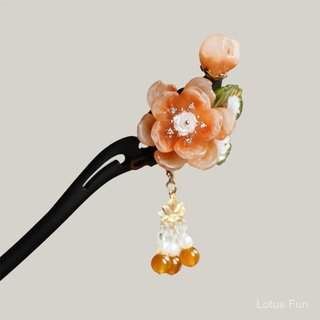 Kẹp tóc thủy tinh và ngọc mun phong cách cổ điển Trung Hoa - Phụ kiện hoàn hảo cho hanfu sườn xám