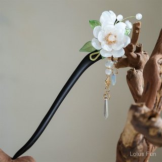 Mới! Kẹp Tóc Hoa Kính từ Gỗ Mun, Phong Cách Trung Hoa - Perfect Cho Lễ Cưới và Phụ Kiện Hanfu