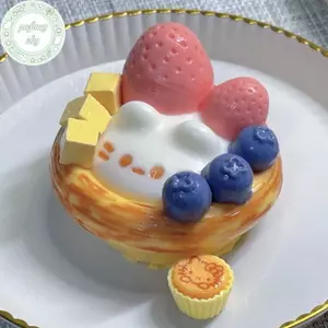 PUSKY Đỏ Dâu Trứng Tart Dâu Kem Thanh Squishy Đồ Chơi Giảm Căng Thẳng Đồ Chơi Cảm Giác Cho Trẻ Em Người Lớn Lo Âu Thư Giãn VN