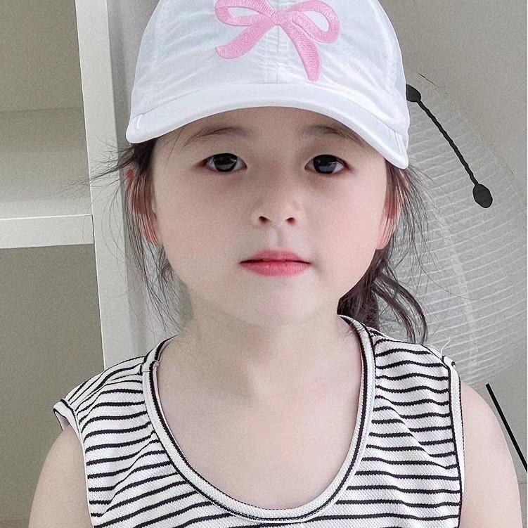 Mũ lưỡi trai cho bé, Mũ nón nửa đầu THÊU NƠ xinh chất thoáng mát phù hợp cho bé