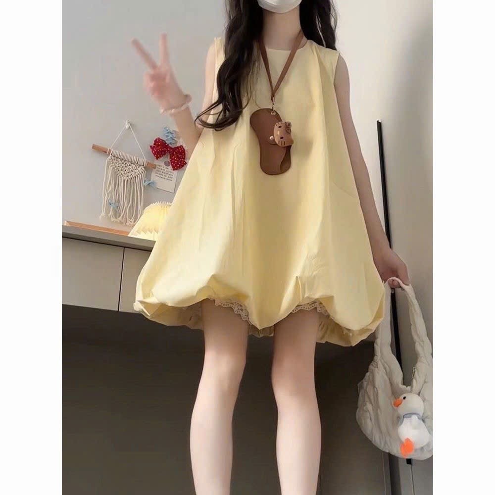 Váy babydoll sát nách dáng phồng bí phong cách ngọt ngào điệu đà hottrend XIMIMI SP436