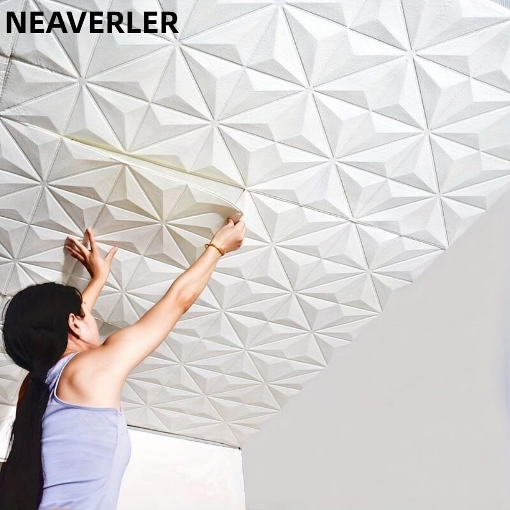 Trần xốp NEAVERLER, Nhãn dán tường tự dính 35 * 35cm, Giấy dán tường nền chống va chạm và dính chống thấm nước Trang trí phòng ngủ