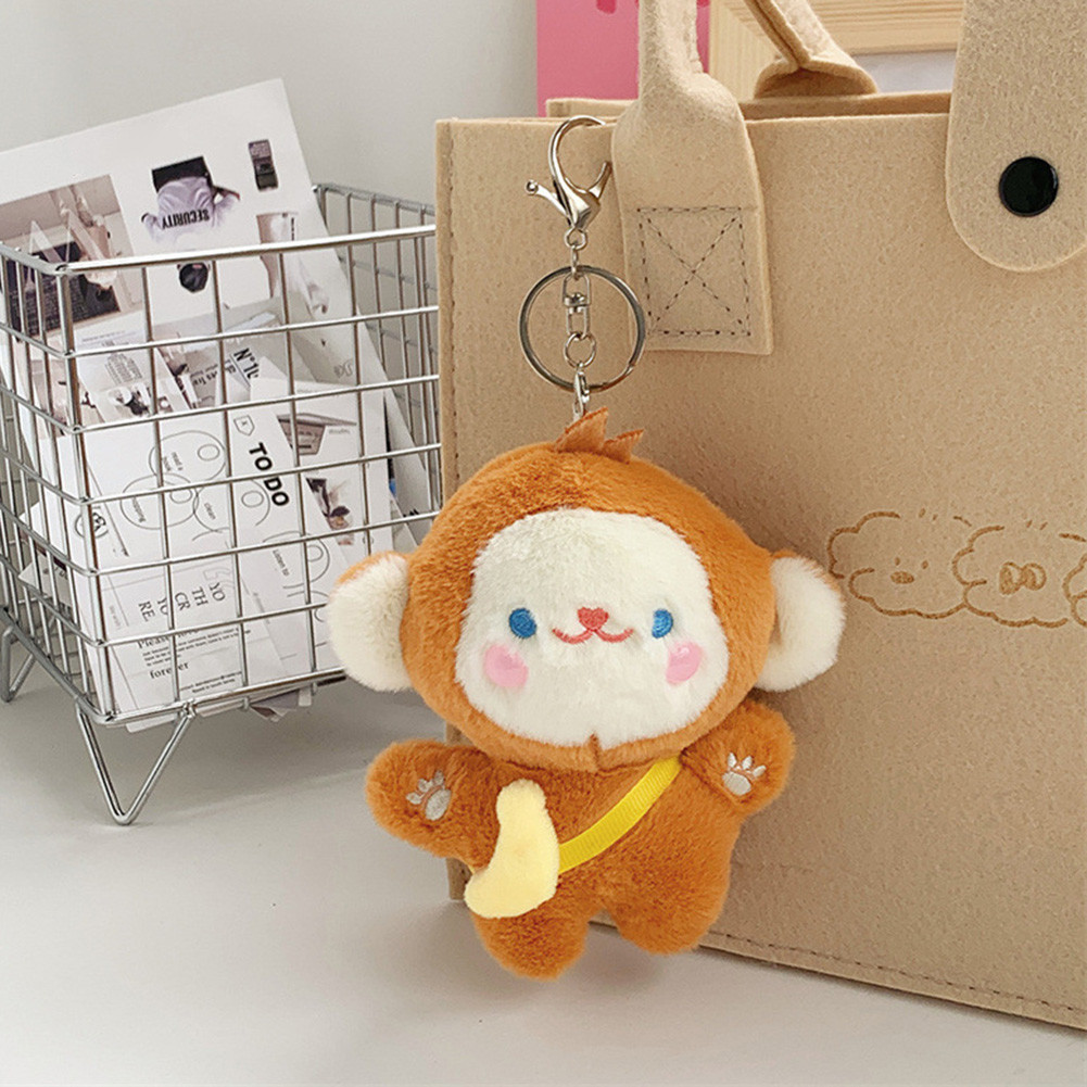 Móc chìa khóa hình chú khỉ nhỏ 12cm đính kèm an toàn để sử dụng hàng ngày Trang trí túi xách