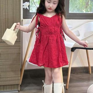 V42-[tomnaukids] Váy ren thô boi màu ĐỎ rút dây cho bé size từ 9-38Kg