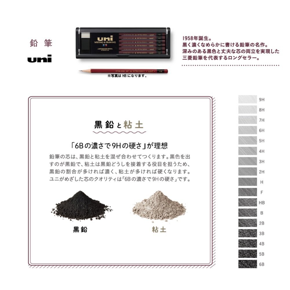 uni But Chi Go 9H den 6B/17 Cap Do/Than Luc Giac/Chat Luong Chuyen Nghiep/12 Cay/Nhat Ban