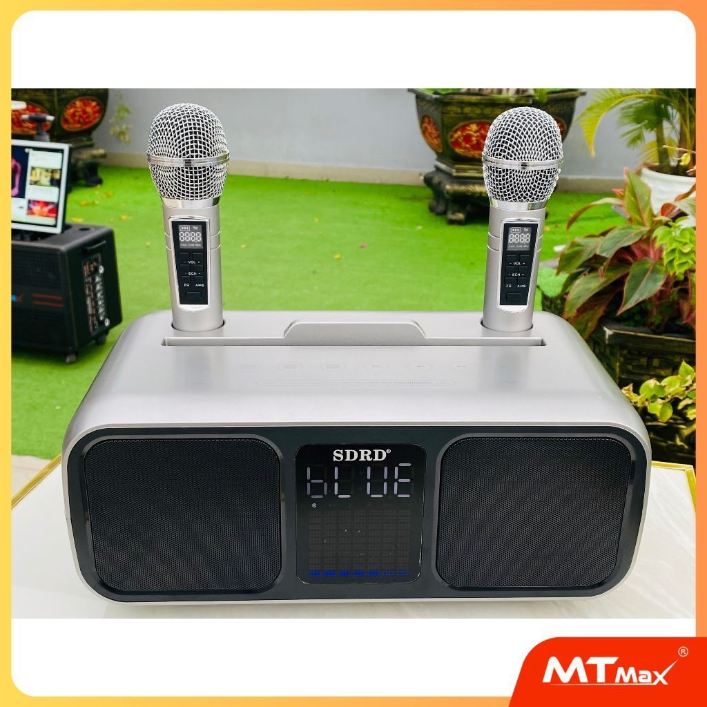 Loa karaoke bluetooth SD318 âm thanh hay nhỏ gọn Tặng kèm 2 micro không dây có màn hình LCD