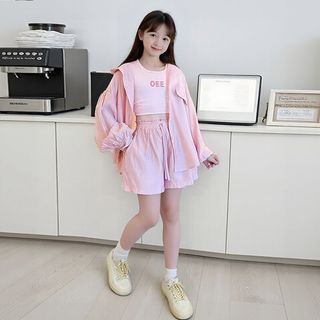 Bộ đồ bé gái áo chống nắng thể thao - set áo khoác quần short mùa hè