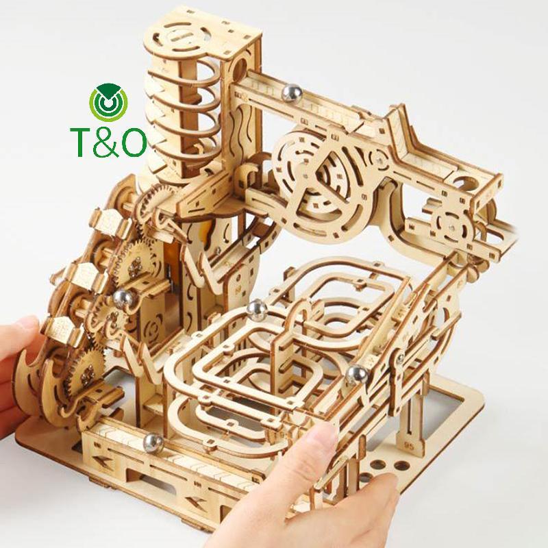 [T & O-t] 1 Bộ Đồ Chạy Bằng Đá Cẩm Thạch 3D Ván Xoắn Ốc Bằng Gỗ Xếp Hình Đường Bộ Thiết Bị Tra Điện Mô Hình Cơ Khí Khoa Học Mê Cung Hội Quà Tặng Cho Trẻ Em [Mới]