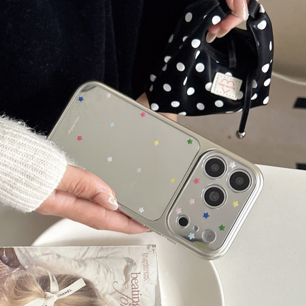 Ốp điện thoại Star Mirror đơn giản cho iPhone 17 Pro Max 17 16 15 14 13 Vỏ điện thoại chống rung