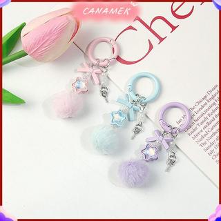CANAMEK Thời Trang Ngọt Nơ Ngôi Sao Đính Hạt Móc Khóa Kawaii Mặt Dây Chuyền Dành Cho Nữ Cô Gái Đa Năng Tinh Tế Bapa Trang Trí Phụ Kiện Quà Tặng CSF