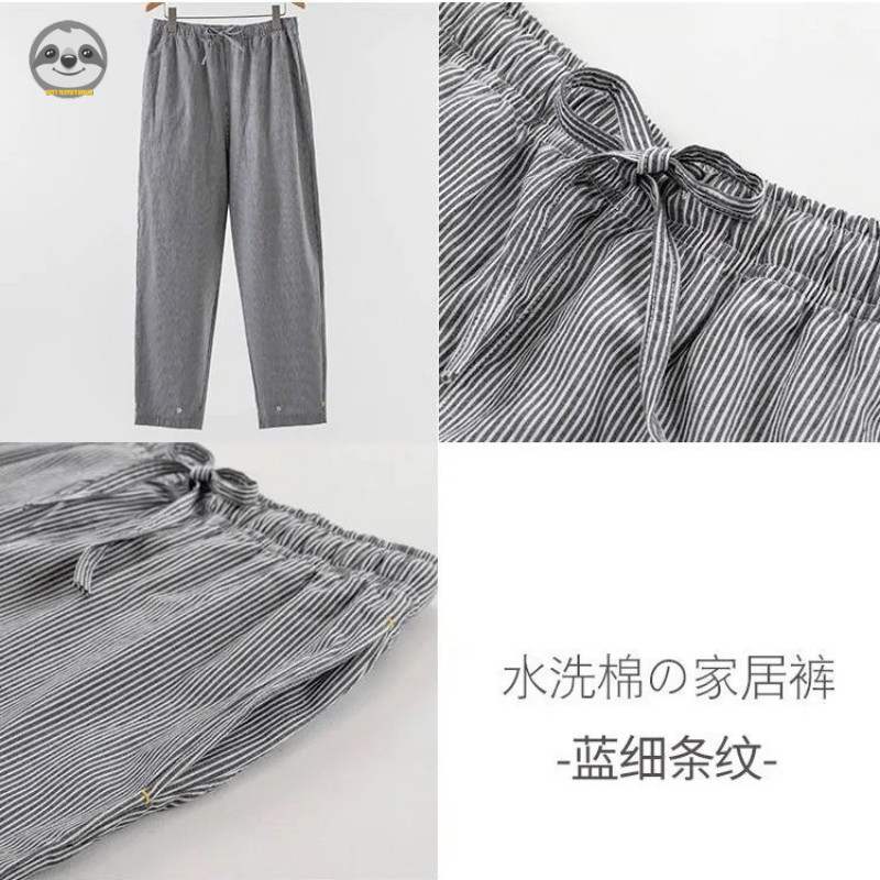 Quần Pyjama và Quần Yếm Cặp Đôi Style Nhật Bản, Chất Liệu Cotton Nguyên Chất, Dáng Rộng Thoải Mái Cho Ngày Hằng Ngày