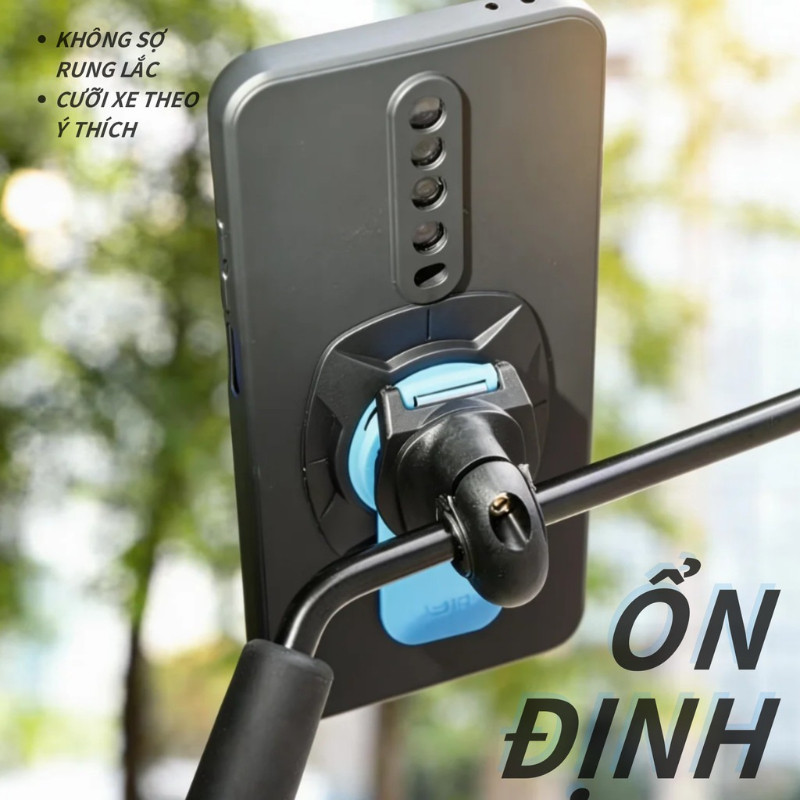 Đế Gắn Điện Thoại Chống Rung Giảm Chấn - Cho Tay Lái 22.2/25.4/28.6mm, Xoay 360°, Dùng Cho Xe Máy, Xe Đạp, Xe Điện