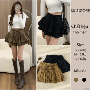 Chân Váy Cạp Cao Xếp Tầng Dáng Xoè Kèm Đai Dây Nơ Khoá Sườn CV32442 Thời Trang Nữ
