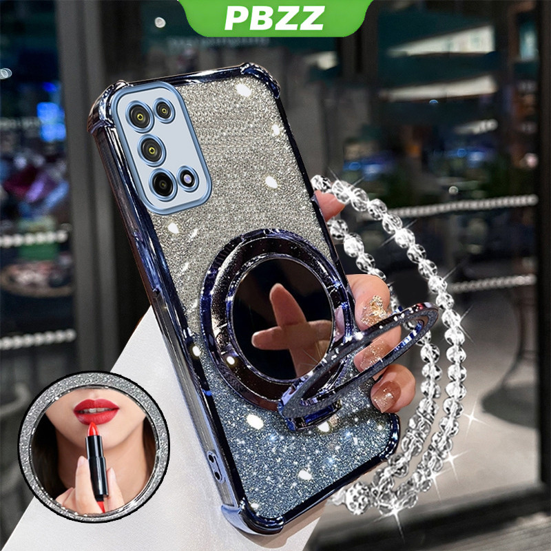 FOR ốp lưng [3 trong 1] ốp cho OPPO A52 Oppo A92 Oppo A74 5g Ốp điện thoại Ốp mềm Ốp silicon chống sốc thiết kế mới dây đeo thẩm mỹ Gương trang điểm có giá đỡ sjsfhzj01