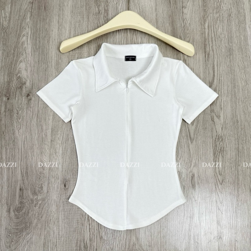 Áo thun nữ cổ bẻ phối dây kéo , áo polo nữ ôm dáng vải cotton nhuyễn MA1079