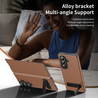 Ốp Điện Thoại Bảo Vệ Camera Chính Xác Cho Samsung Z Fold 7 6 5 4 3 Da Cao Cấp Hợp Kim Giá Đỡ Ốp Lưng Chống Sốc