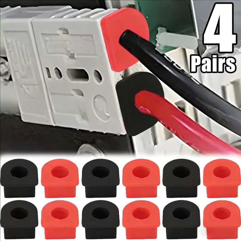 2 / 4 Cặp - Đầu nối Anderson Phích cắm bụi silicon Chống bụi chống nước, Vỏ đen đỏ cho Caravan Điện năng lượng mặt trời, Con dấu chịu thời tiết