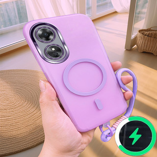 Thích hợp cho Ốp điện thoại OPPO A17 A17K A97 5G Vỏ mềm mờ nhiều màu sắc có dây đeo tay 0036
