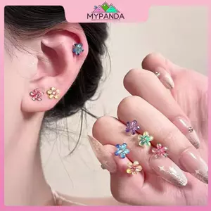 MYPANDA 5 Chiếc Bông Tai Hoa Cầu Vồng Nhiều Màu, Thích Hợp Đi Tiệc và Làm quà tặng
