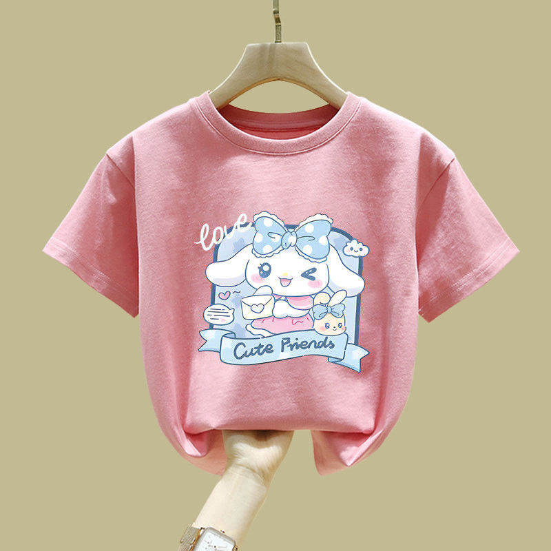 Cinnamoroll Dễ Thương Bạn Bè Đồ Họa Áo In Hình Nhân Vật Dễ Thương Cổ Tay Ngắn Top Hợp Thời Trang Kawaii Thời Trang Để Mặc Hàng Ngày