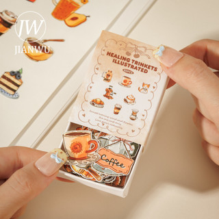 JIANWU Chữa Bệnh Trượng Minh Họa Series Vintage Life Cà Phê Phong Cảnh Chất Liệu Cắt Dán Sáng Tạo Tạp Chí Văn Phòng Phẩm
