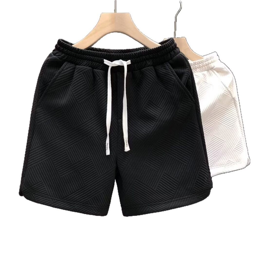 Quần short nam màu trắng họa tiết kim cương, phù hợp thời trang mùa hè