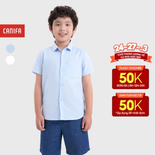 Áo sơ mi bé trai CANIFA cổ đức cộc tay 2TH25A001