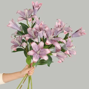 Hoa Ly Giả Phong Cách Phục Hưng Châu Âu 70cm (3 Đầu Hoa) Hoa Lụa Cao Cấp Decor Phòng Khách Bàn Ăn Sang Trọng Phụ Kiện Chụp Ảnh (1 Cành)