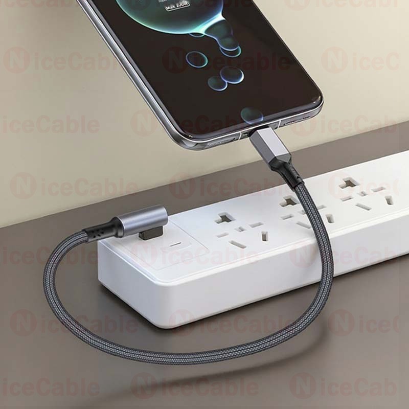 Thiết kế khuỷu tay âm thanh nổi Cáp USB / Type C sang Type C 20CM / 50CM Dây dữ liệu dệt cường độ cao 100W Cáp sạc siêu nhanh cho điện thoại / máy tính bảng / ngân hàng điện