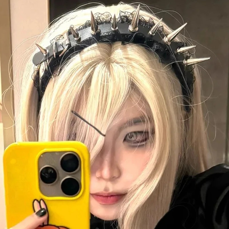 Băng đô Gothic Punk da PU, style Y2K và Harajuku dành cho nữ