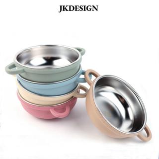 Bộ đồ ăn trẻ em JKDESIGN, Bát ăn bằng thép không gỉ 304 chịu nhiệt, Thiết kế chia đôi Dễ dàng làm sạch Đế hút silicon cho bé