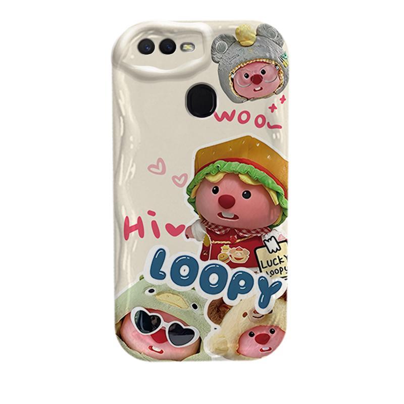 Ốp Silicon Hoạt Hình Cho OPPO A5S A7 A12 F9 F9 Pro Phụ Kiện 3D Vỏ Điện Thoại Mềm Loopy Chống Sốc Ốp Lưng