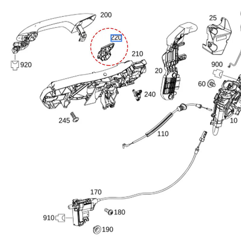 Dành Cho Xe Mercedes W205 W253 W213 W222 Tay Nắm Cửa Ngoài Ô Tô Cố Định Đáy Nắp Dành Cho Benz C E S GLC Class C180 E200 S300 GLC260