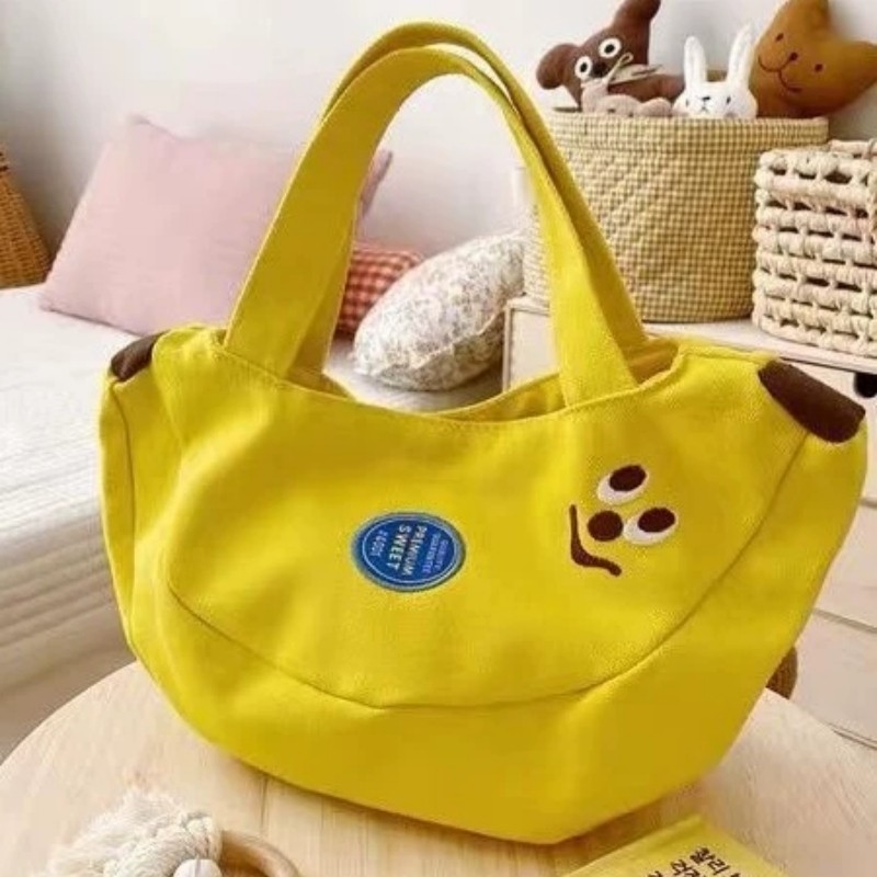 Túi đeo chéo hình quả chuối màu vàng Túi xách vải Kawaii cho du lịch đi biển mùa hè