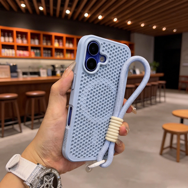 Ốp Lưng Từ Tính Tản Nhiệt Thoáng Khí Có Dây đeo ốp Silicon Mềm Cho IPhone 17 Air 16 15 14 13 12 Pro Max 11