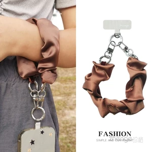 Thời Trang Nữ Điện Thoại Di Động Dây Đeo Cổ Tay Ngắn ins Co Giãn Khăn Lụa Không Trăn Chống Mất Du Lịch Ngoài Trời Du Lịch Di Động
