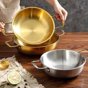 Nồi Lẩu, Mì Cay, Soup INOX Mạ Vàng,Chảo Nấu Ăn Mini 20cm Chảo Đáy Sâu Chống Dính Làm Nồi Lẩu Dùng Được Bếp Gas, Bếp Điện