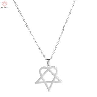 Mặt dây chuyền thép không gỉ thiết kế Heartagram Star Heart, phong cách cổ điển và đơn giản